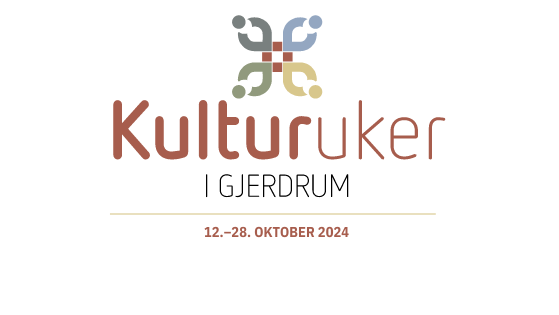 Logoen til kulturukene og teksten "kulturuker i Gjerdrum 12.-28.oktober 2024"